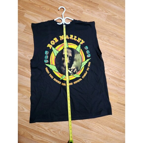Bob Marley Zion Rootswear No Sleeves Black T-Shirt XL Pre-Owned - Picture 4 of 7